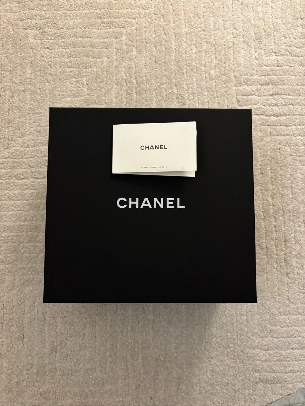 CHANEL Black Box with White Logo and Card